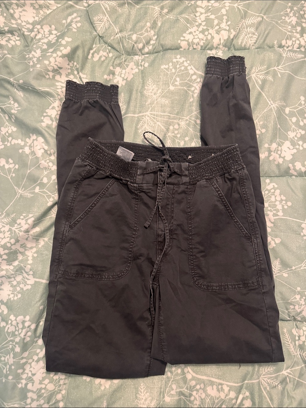 American Eagle Black Smocked Waist Pants